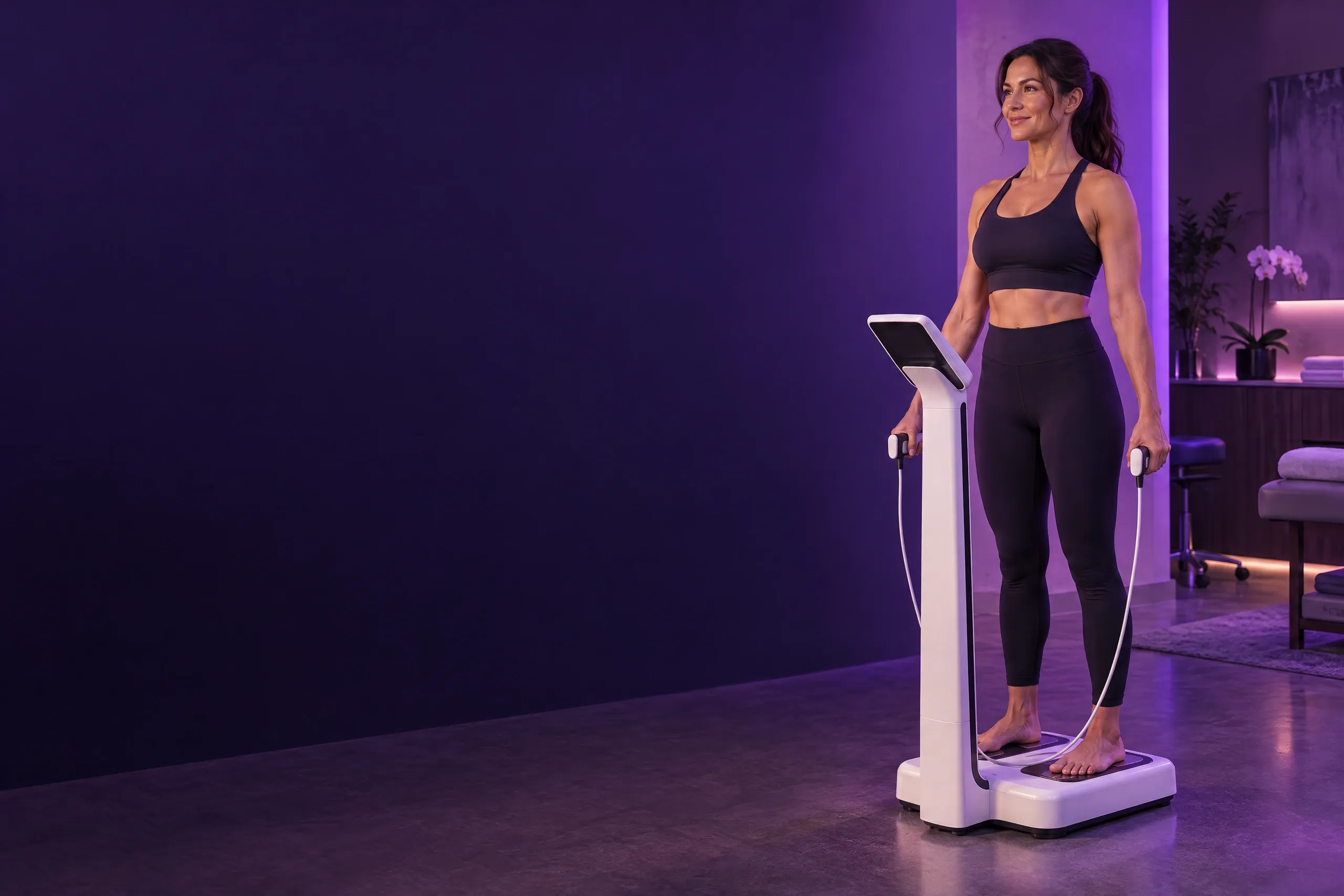Patient standing on an InBody scanner for a baseline body composition measurement