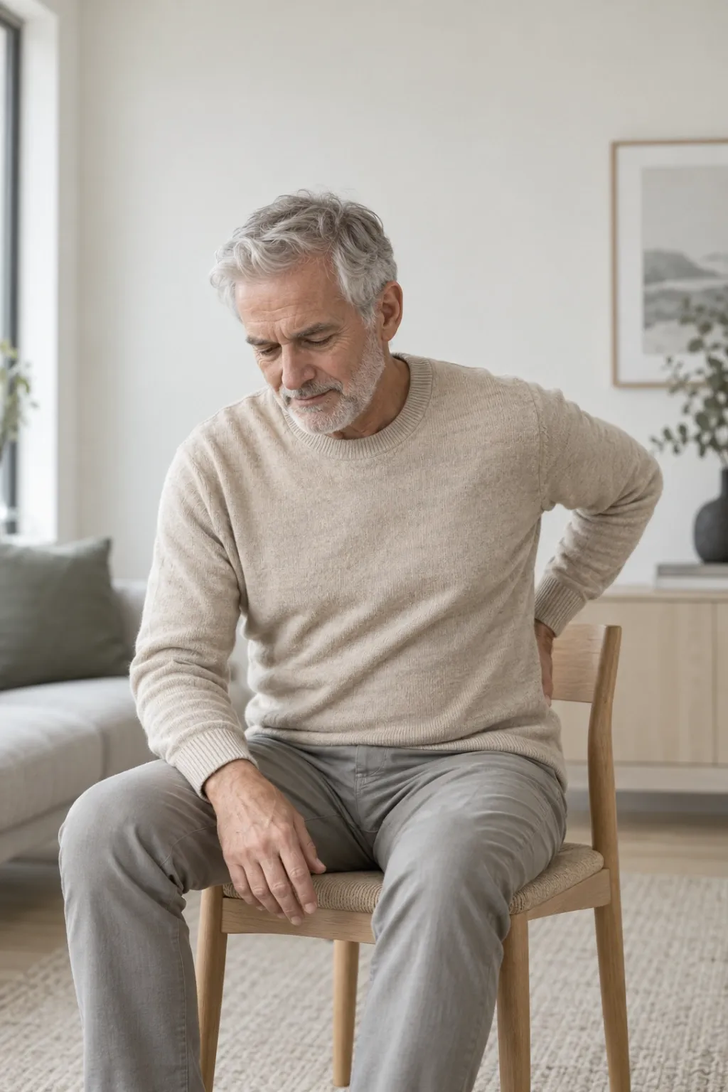 Patient with persistent low back muscle spasm being assessed before electrotherapy in Camarillo, CA