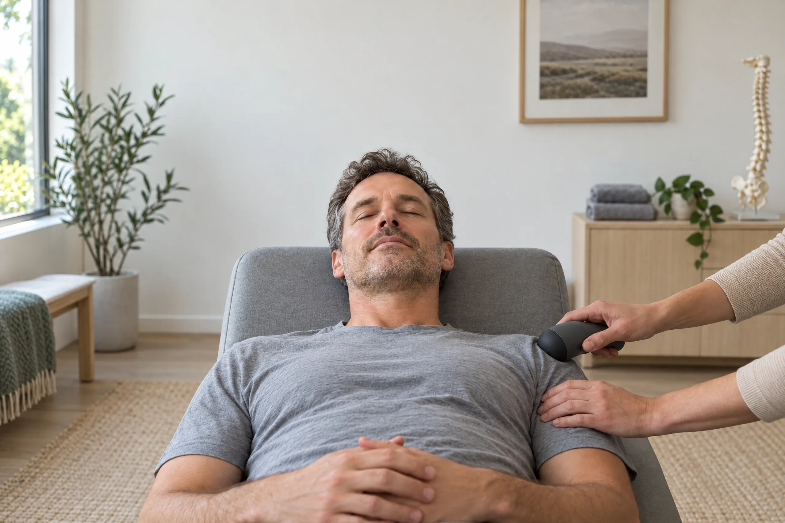 Patient receiving drug-free pain therapy for muscle and joint pain in Camarillo, CA