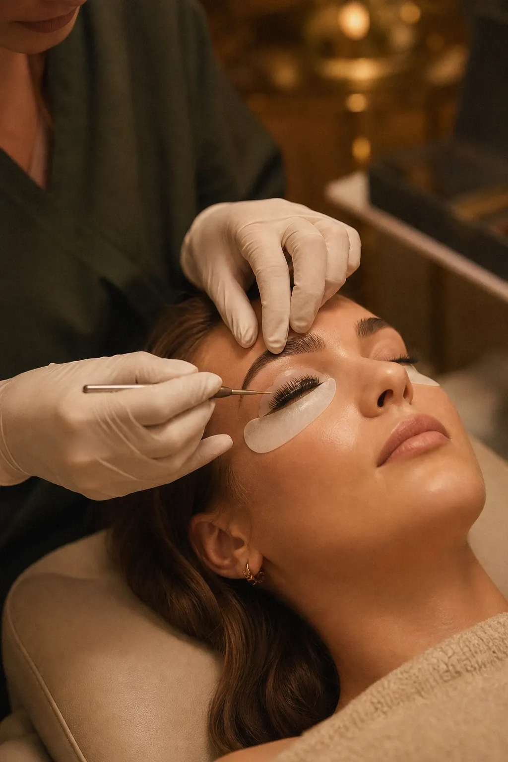 Before and after lash lift and tint results showing lifted, darker lashes at Desert Oasis Wellness and Med Spa