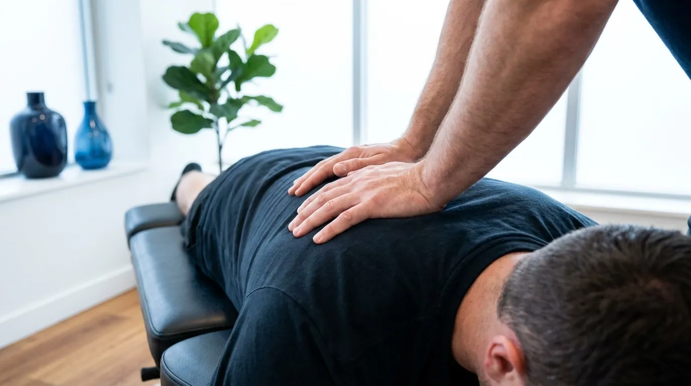 Dr. James Bergtold performing a chiropractic adjustment on a patient in Naples, FL at his Park Central clinic