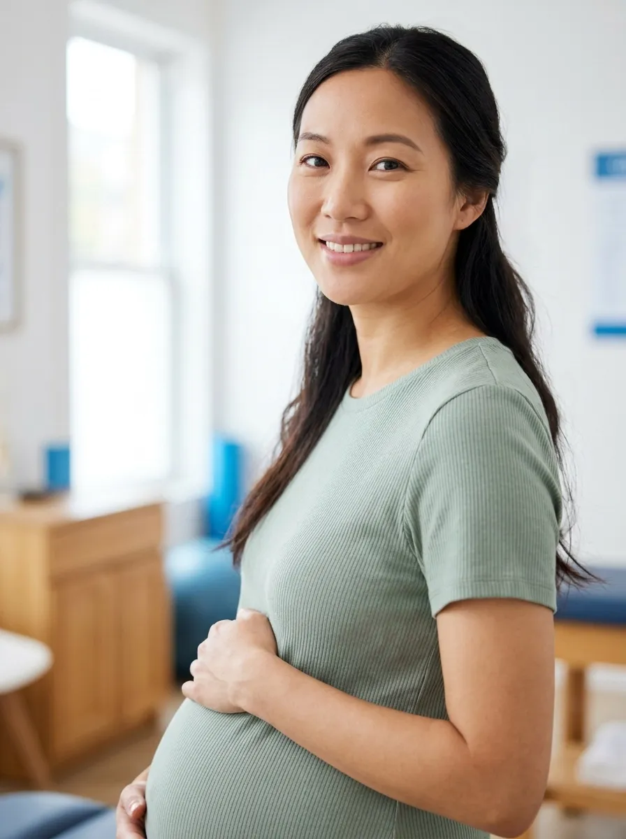 Confident expecting mother considering prenatal chiropractic care at Bergtold Chiropractic in Naples FL