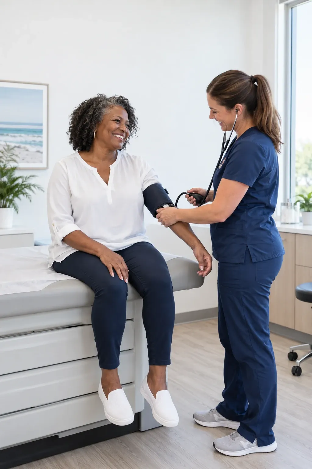 Physician reviewing lab results during a longevity medicine consultation at Ready Pain Management in Gulf Breeze, FL