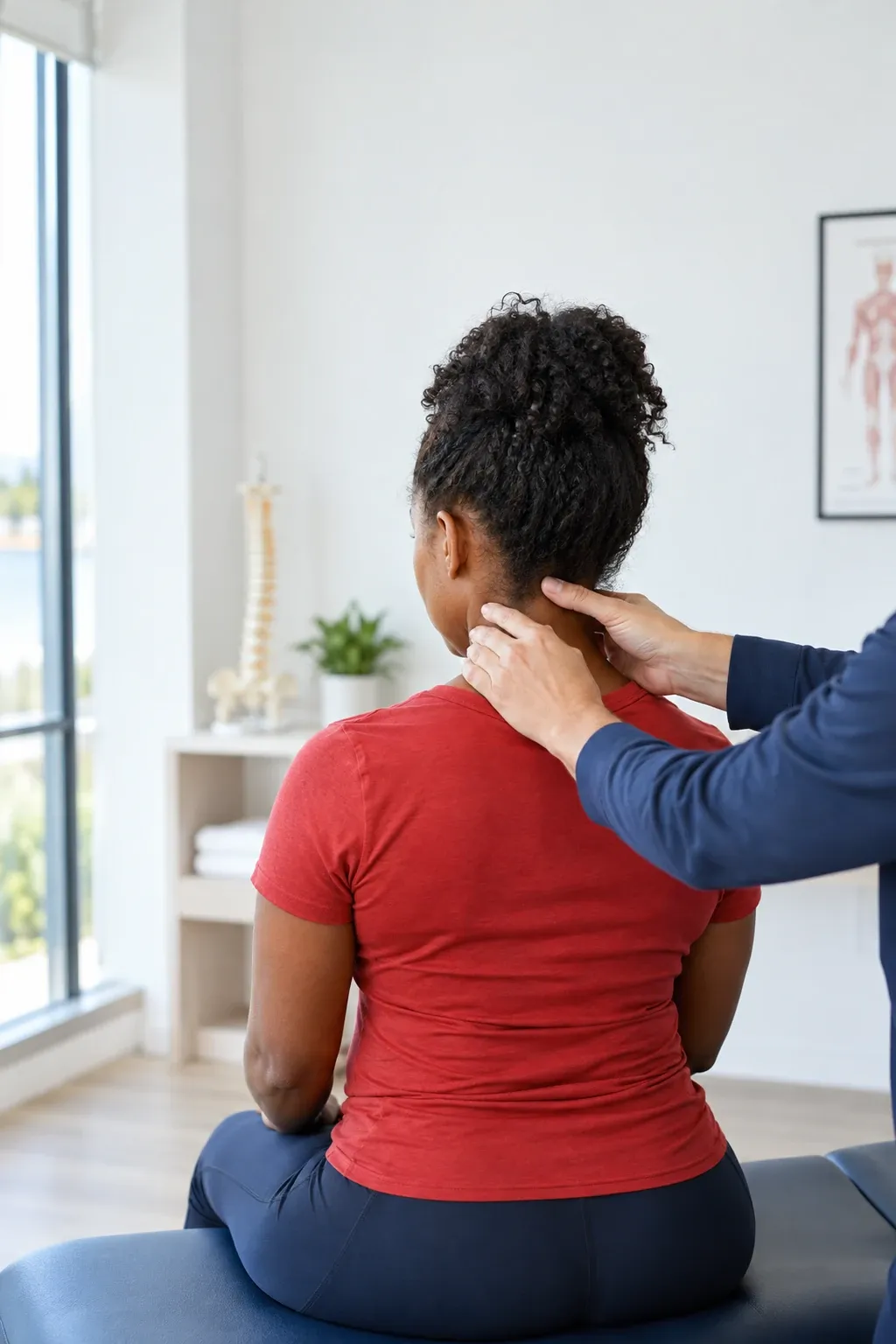 Diagram of tight upper trapezius and neck muscles caught in a spasm cycle, reviewed at Ready Pain Management