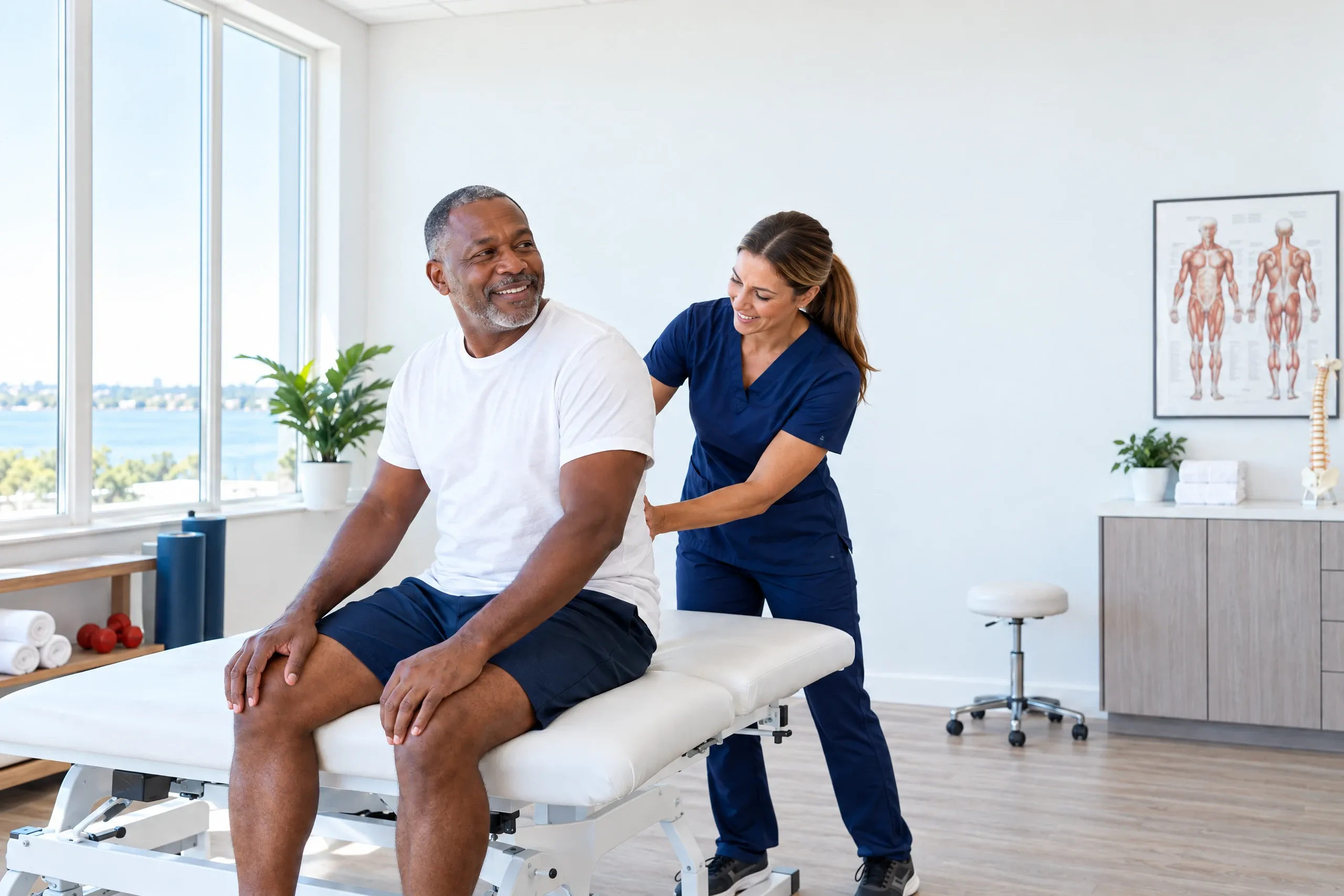 Adult patient discussing non-surgical pain relief with a physician at Ready Pain Management in Gulf Breeze, FL