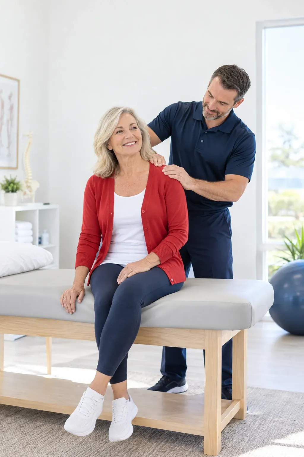 Dr. Douglas Boler explaining a non-surgical pain relief plan to a patient at Ready Pain Management in Gulf Breeze, FL