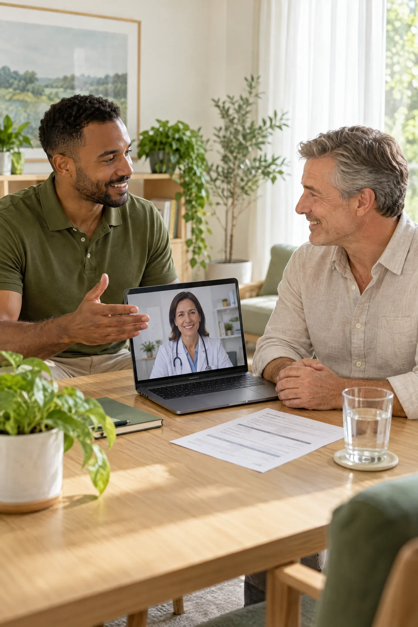 Coach arranging a telehealth visit with Impact Health Network licensed physicians for a client at Aspire Trim Clinic, NC