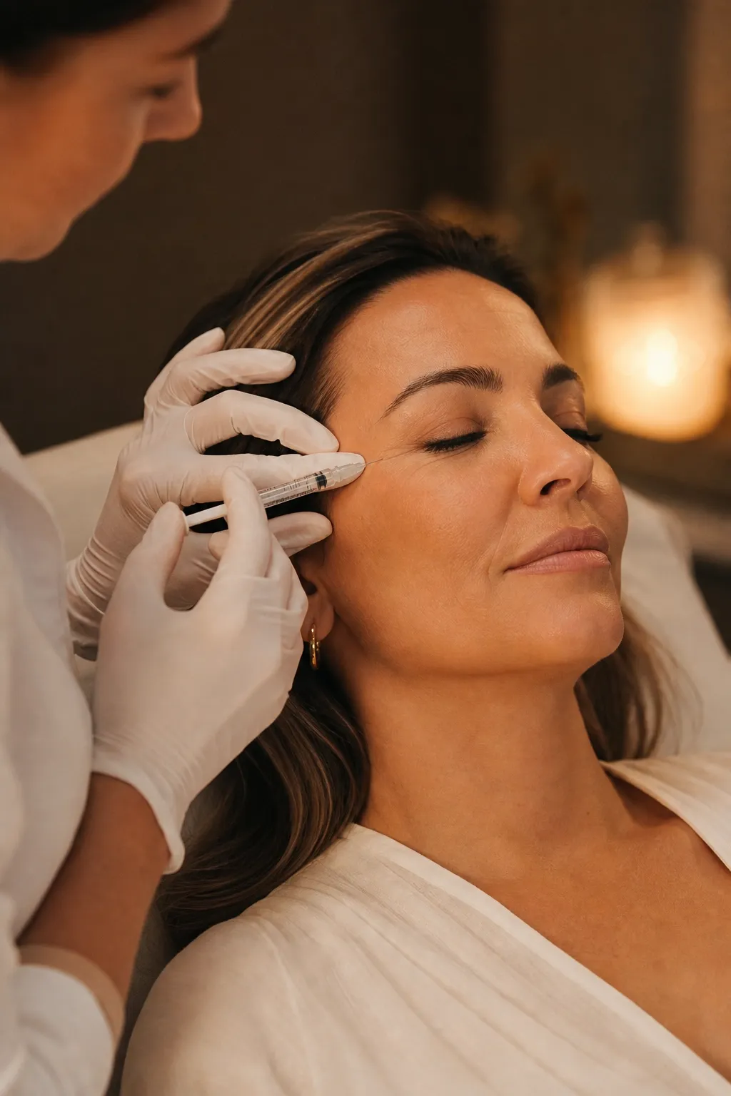 Before and after Xeomin results showing softened frown lines at Desert Oasis Wellness and Med Spa in Lake Havasu City