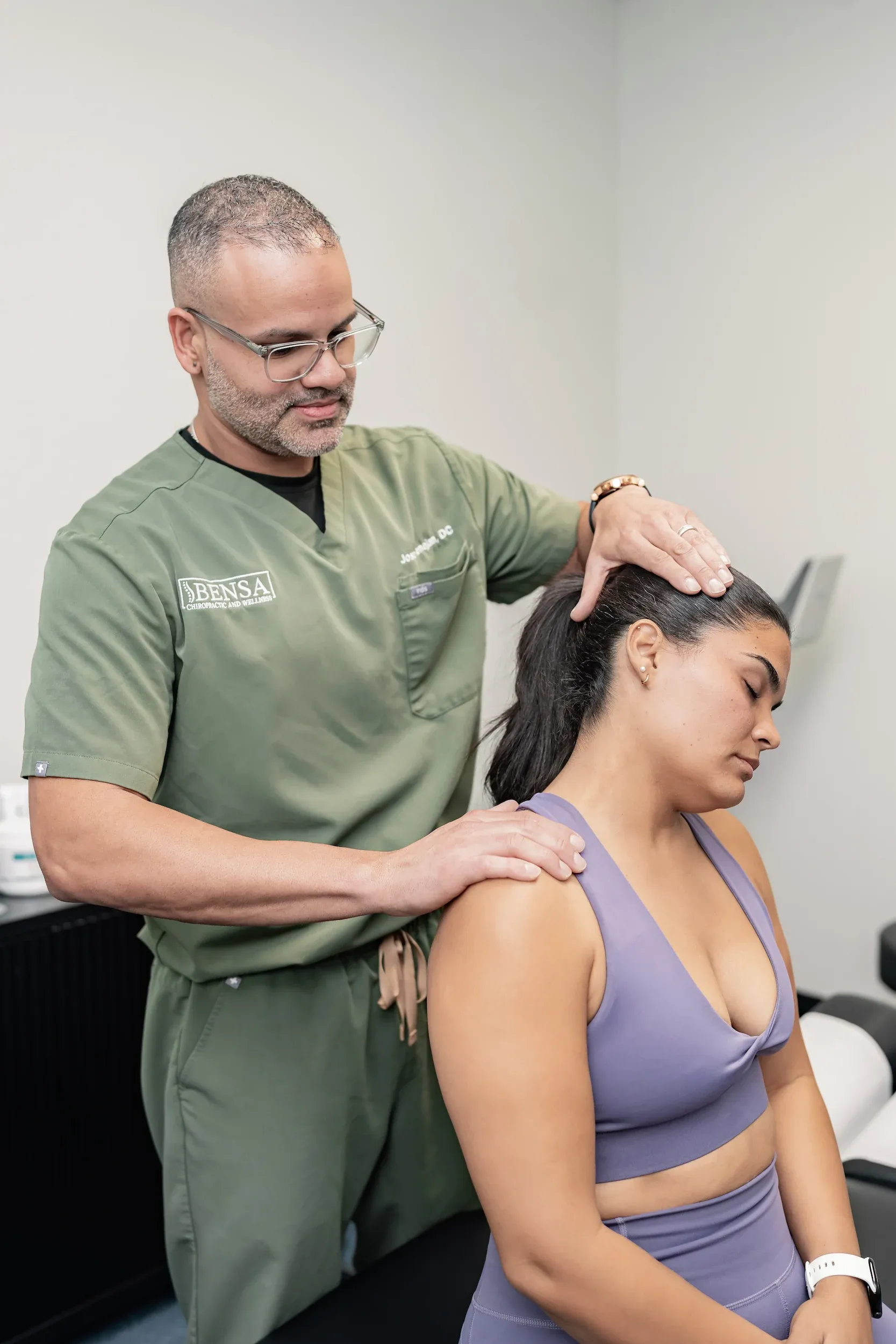 Before and after chiropractic adjustment results showing improved posture at Bensa Chiropractic Bradenton