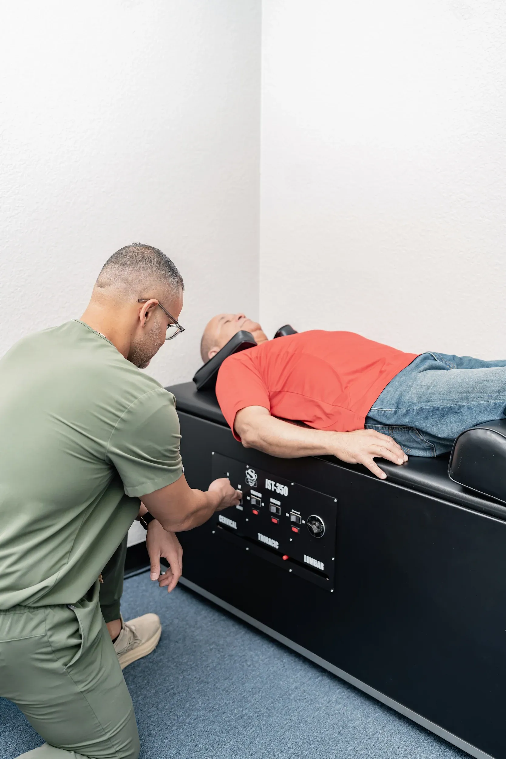Intersegmental traction roller table used at Bensa Chiropractic and Wellness Bradenton