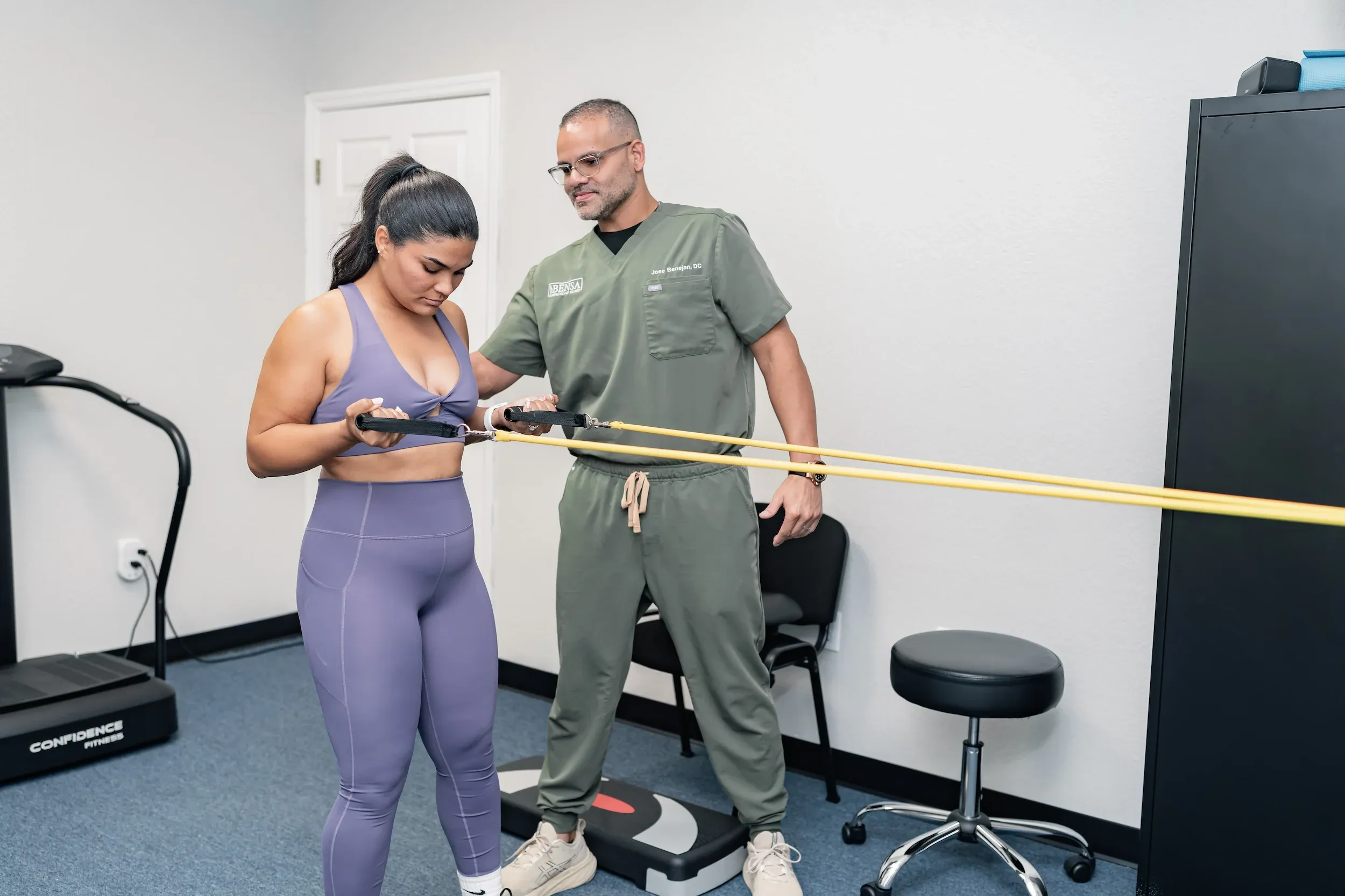 Patient receiving chiropractic adjustment at Bensa Chiropractic and Wellness in Bradenton FL