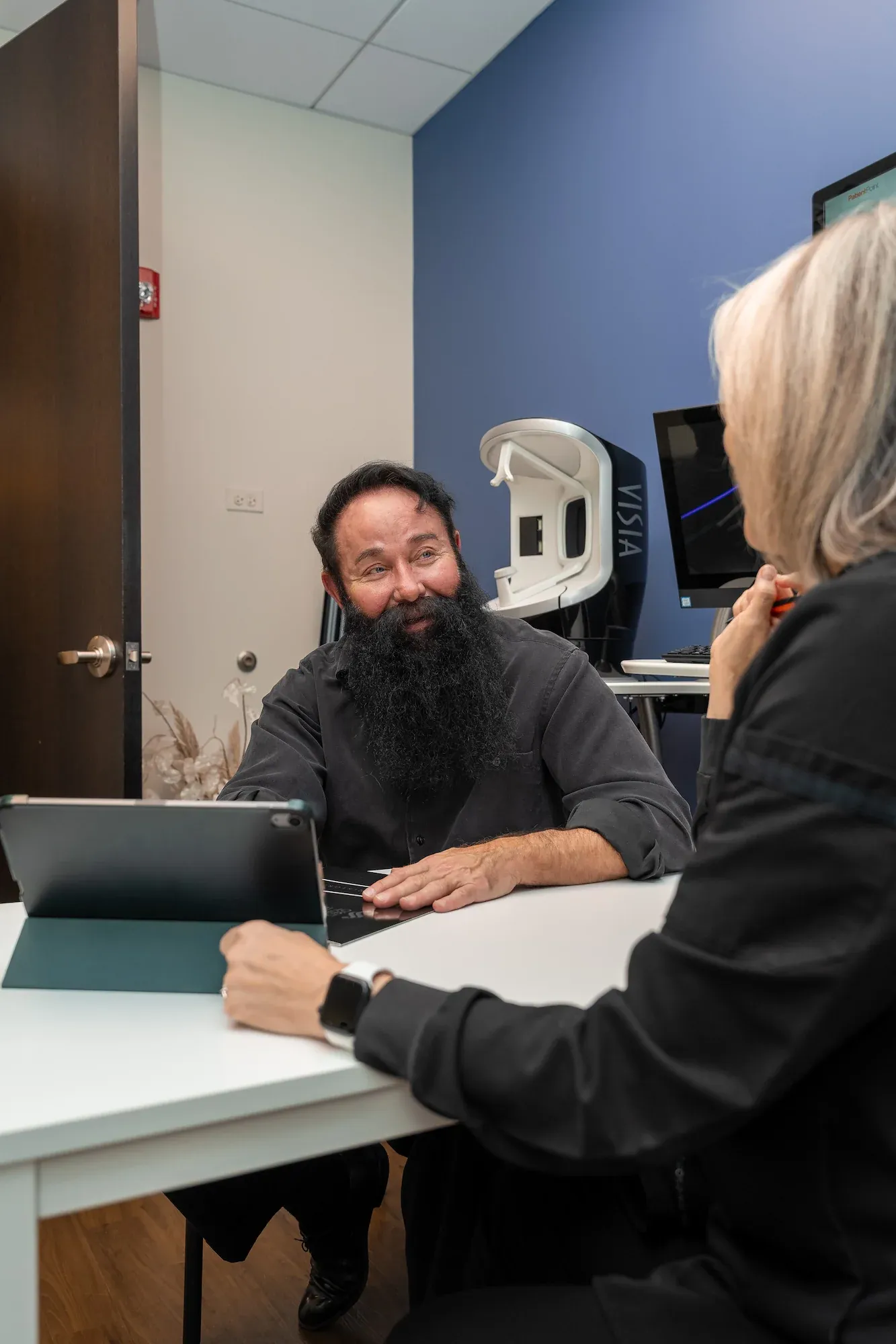 Confident patient after minoxidil consultation at DSI Hair in Algonquin, IL