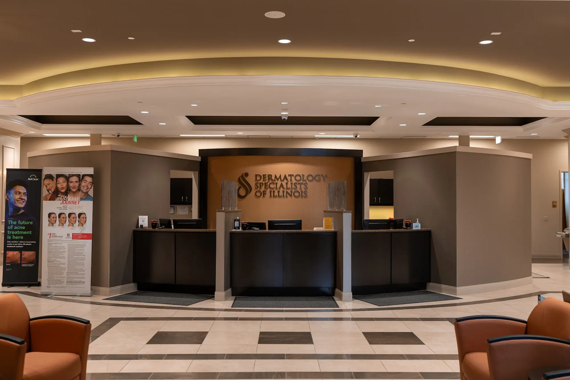 Welcoming reception area at DSI Hair clinic in Algonquin IL