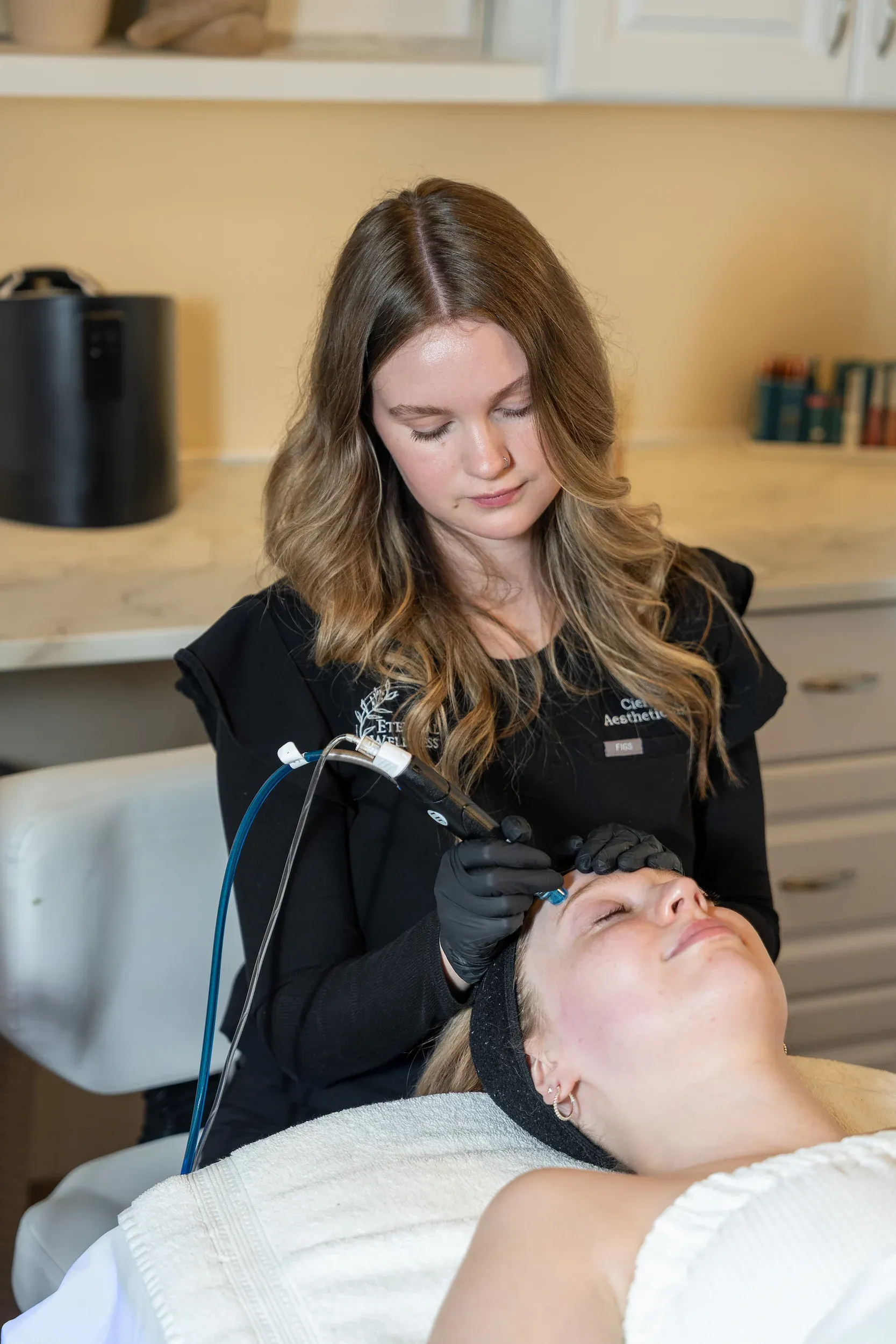Patient consultation for HydraFacial at Eternal Wellness Medical Spa Traverse City