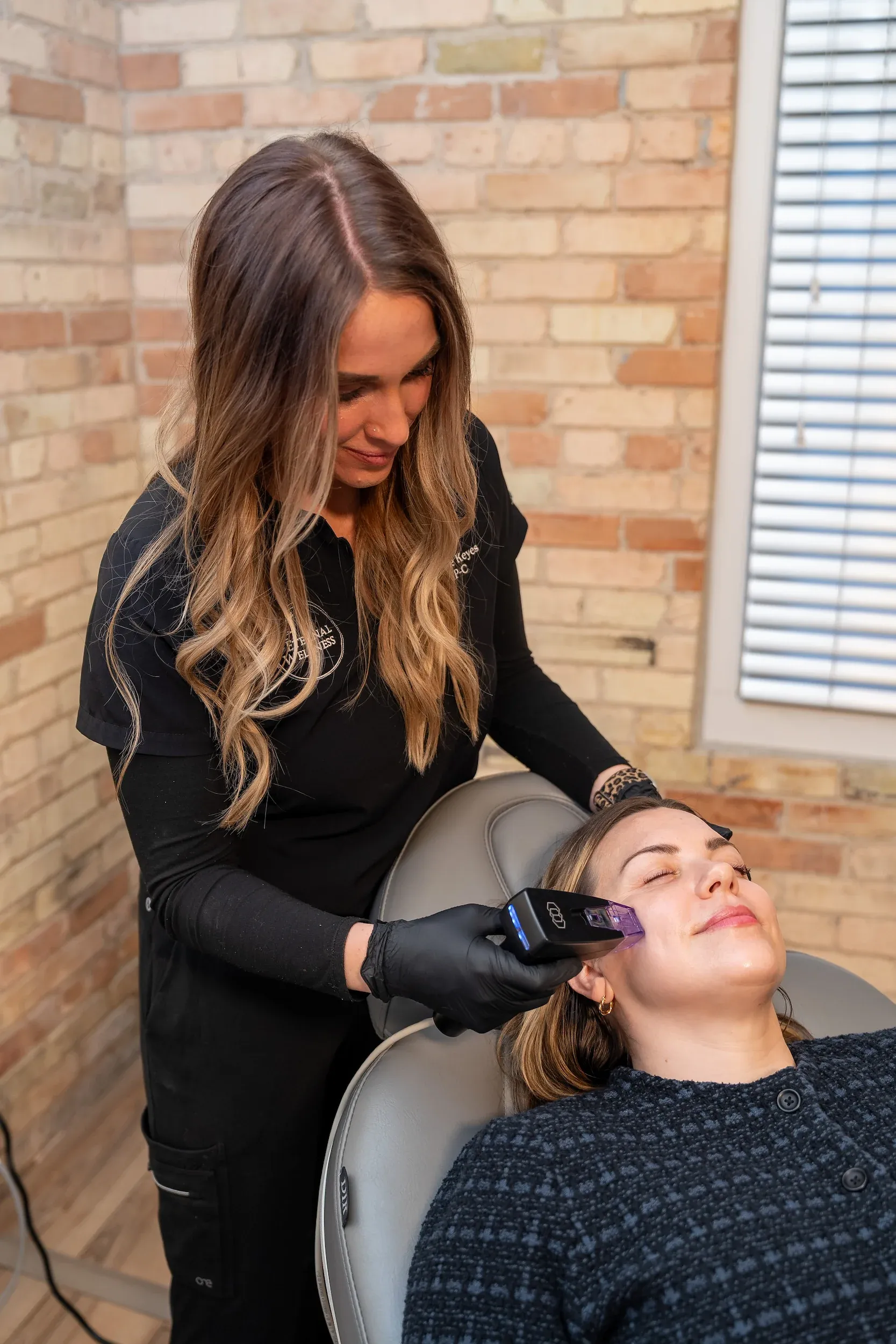 Before and after Morpheus8 Body results showing skin tightening at Eternal Wellness Traverse City