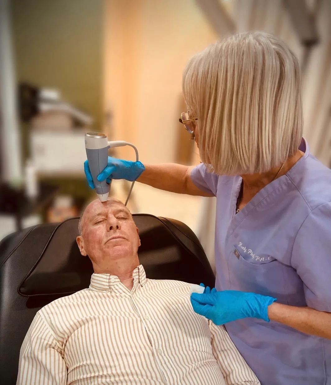 Confident patient portrait after Exion treatments at Mint Aesthetics Indianapolis