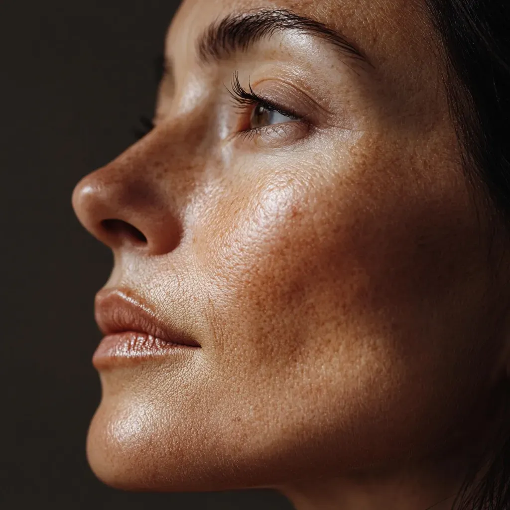 Close-up view of uneven pigmentation and dullness at Resurgent Health Fargo
