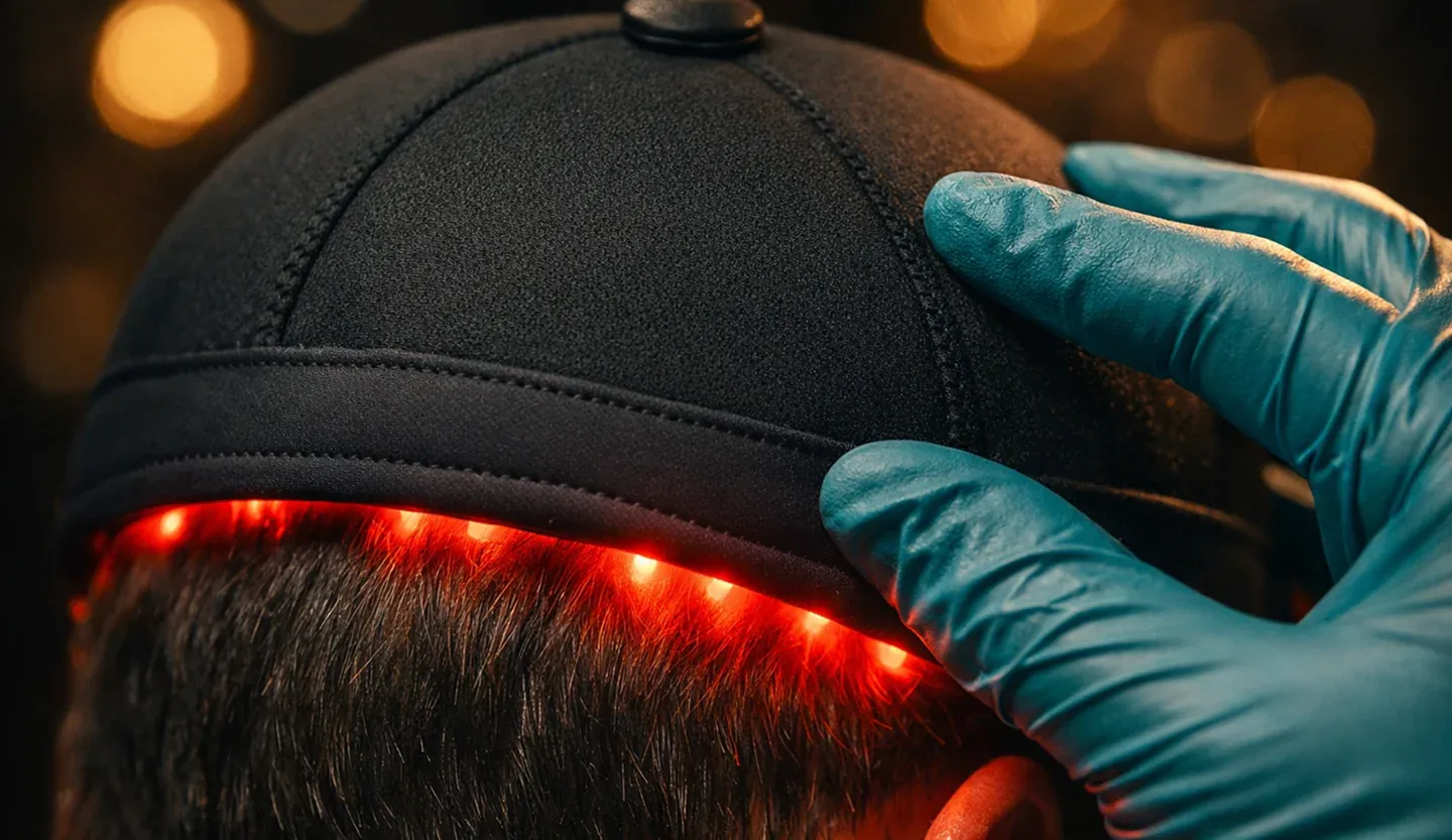 Before and after laser cap for hair growth results at DSI Hair