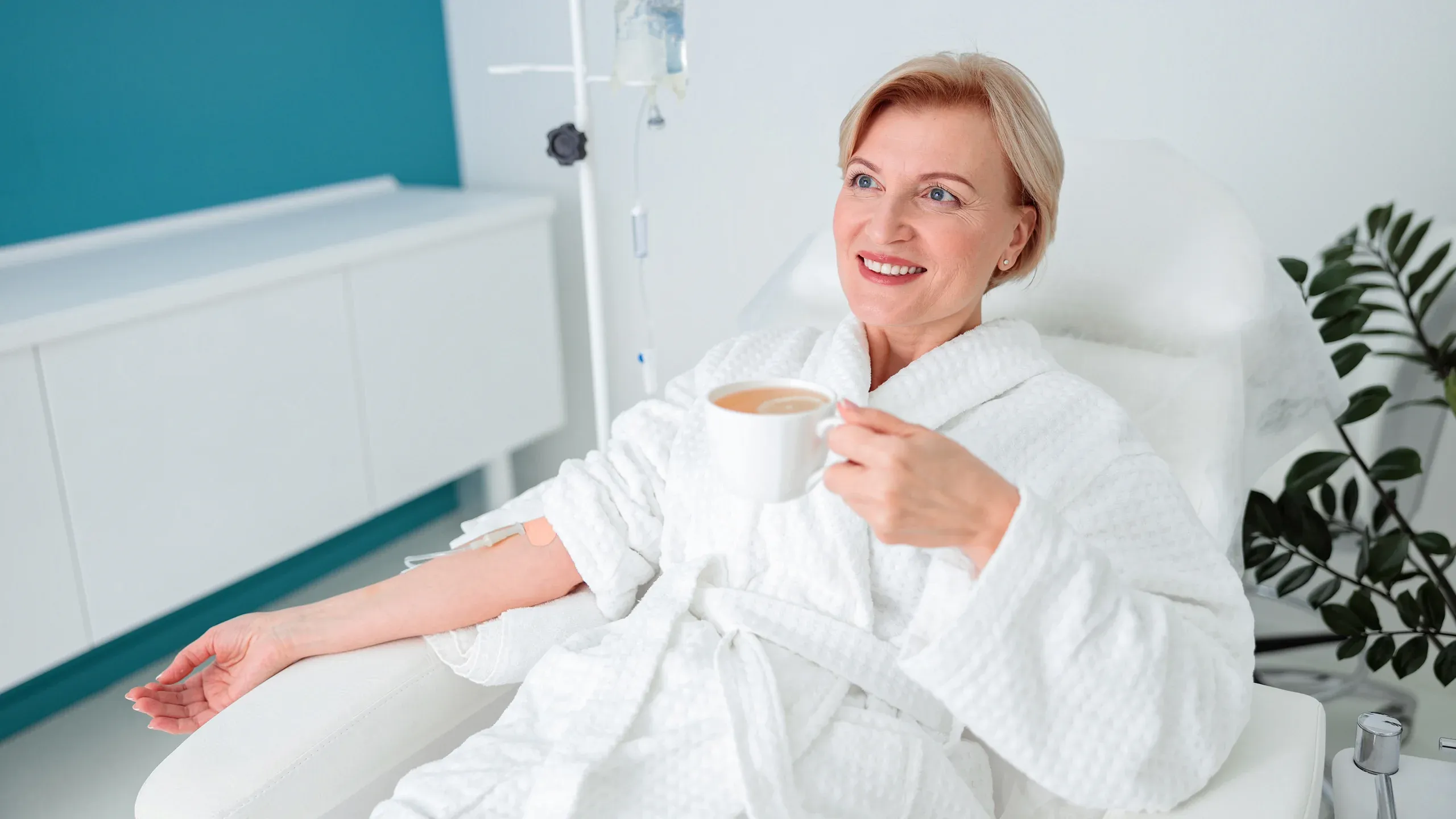 Patient relaxing during IV vitamin therapy session at Eternal Wellness Medical Spa in Traverse City MI