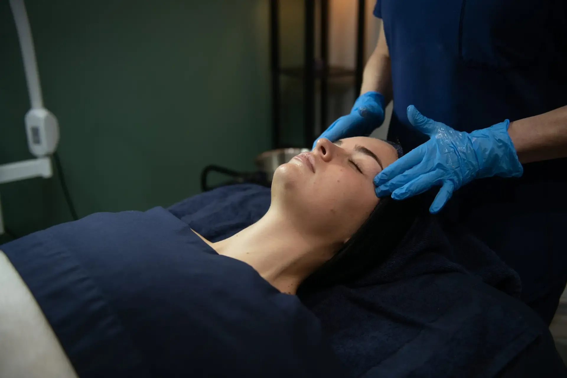 Close-up of a woman's freshly waxed and tinted brows after a beauty service at Pura Vida Med Spa in Fulton, MD