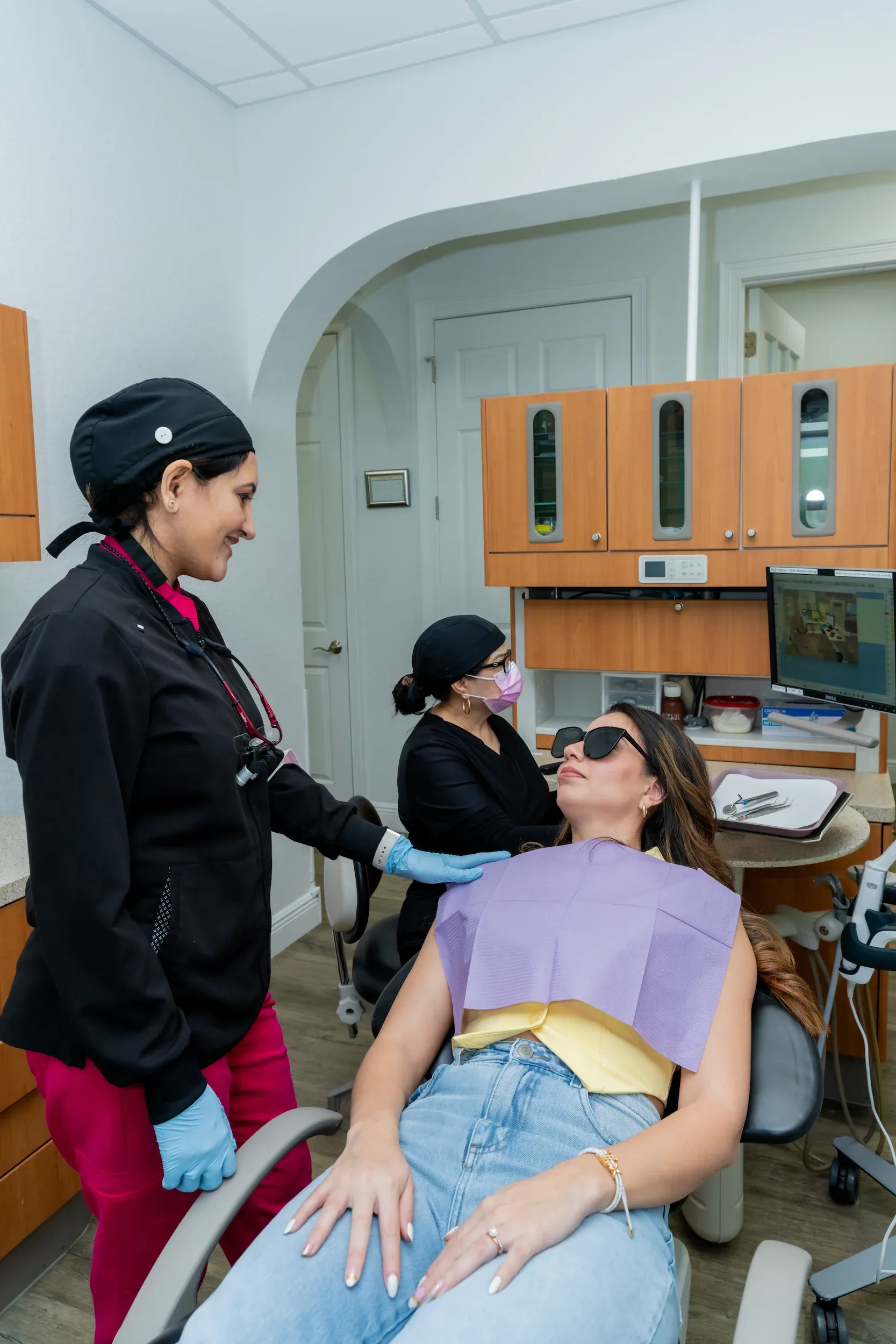 Patient comfortable during oral surgery consultation at Enclave Dental
