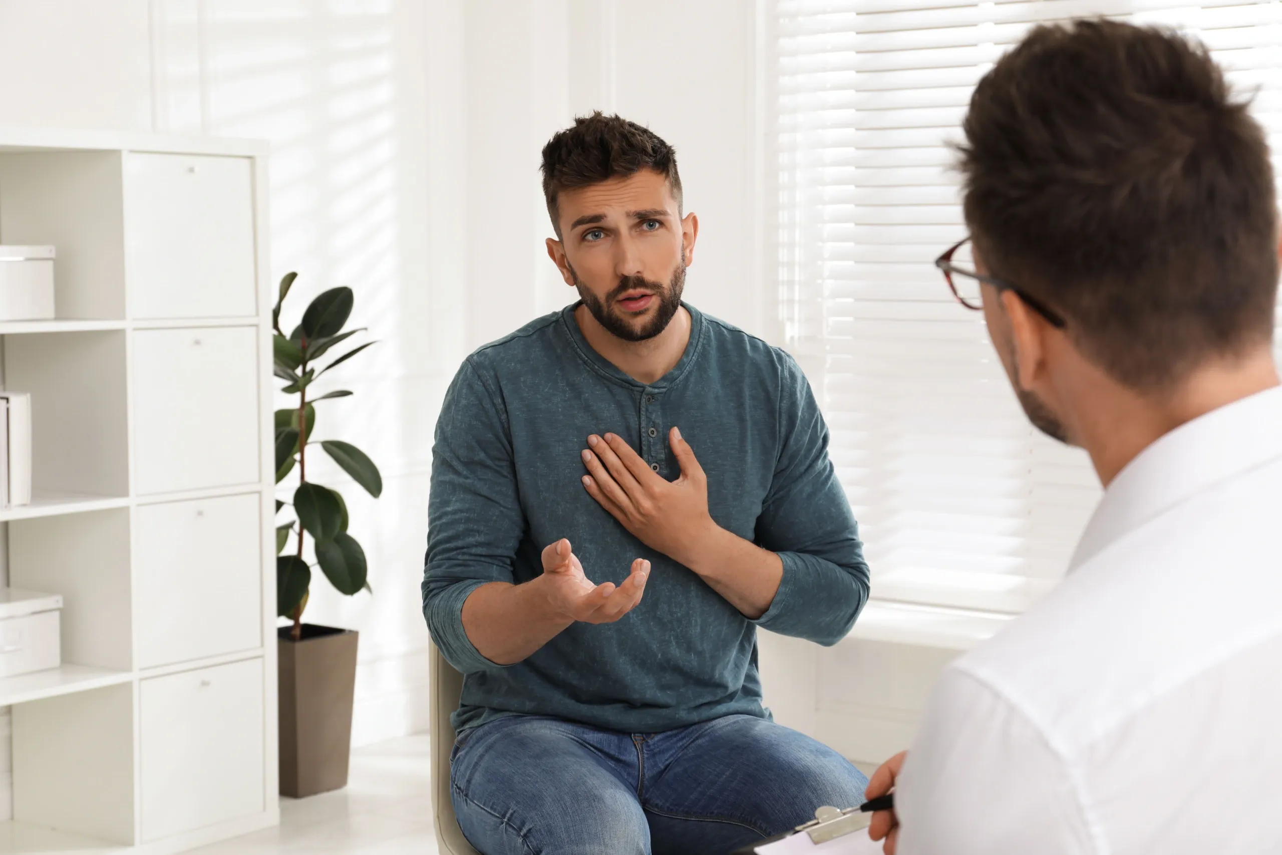 Person recognizing signs of addiction and seeking professional help