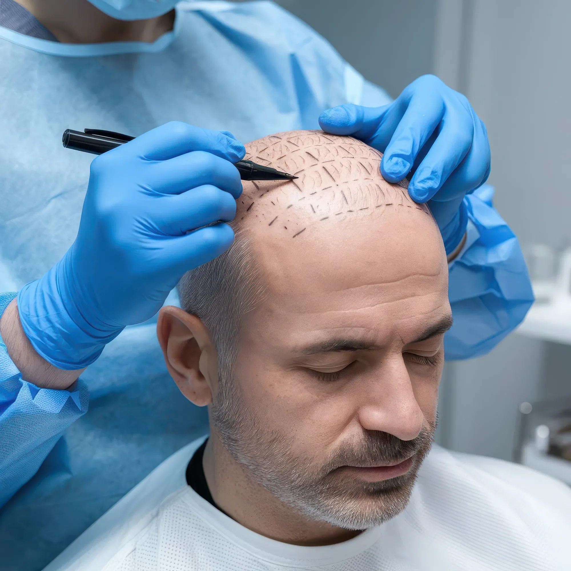 Diagram illustrating FUE individual extraction vs FUT strip harvest technique