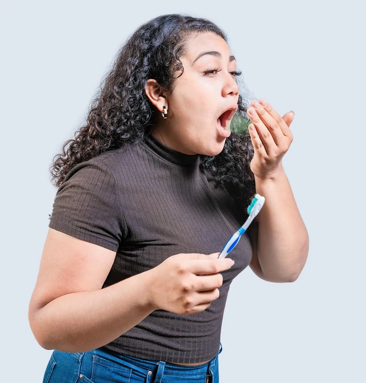 Illustration of bacteria causing bad breath in the oral cavity