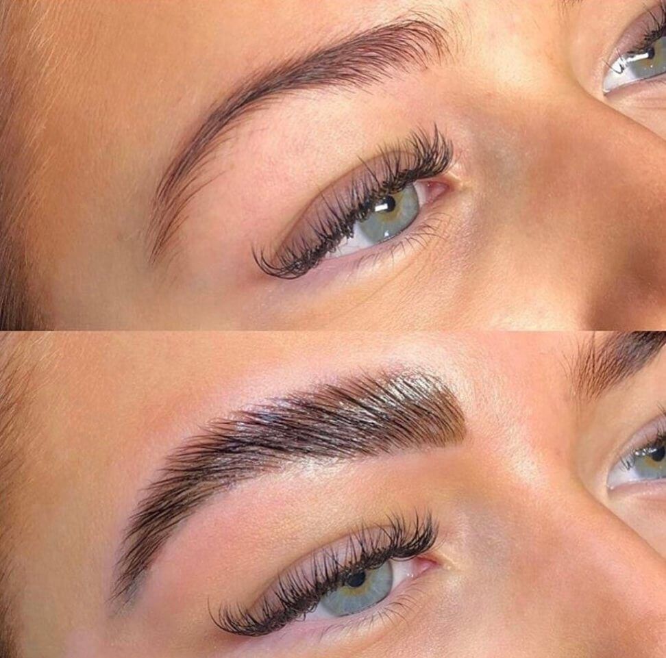 Brow Lamination before and after