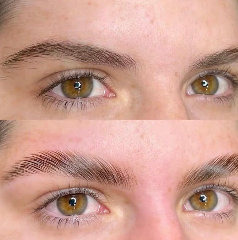 Brow Lamination before and after