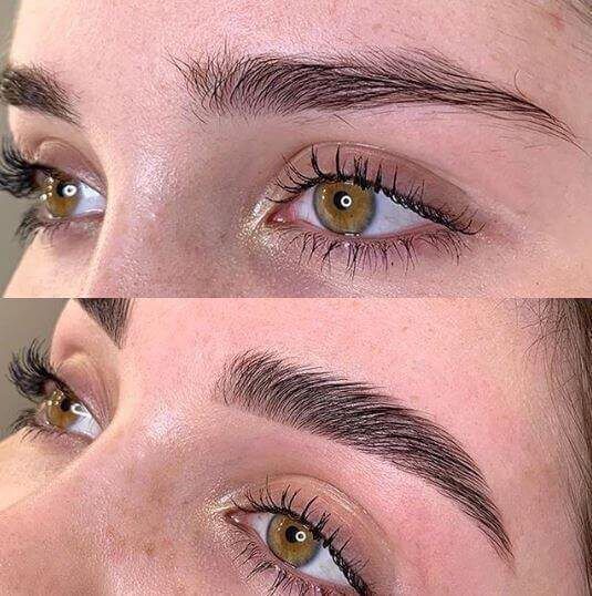 Brow Lamination before and after