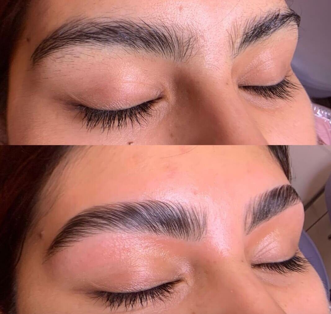 Brow Lamination before and after