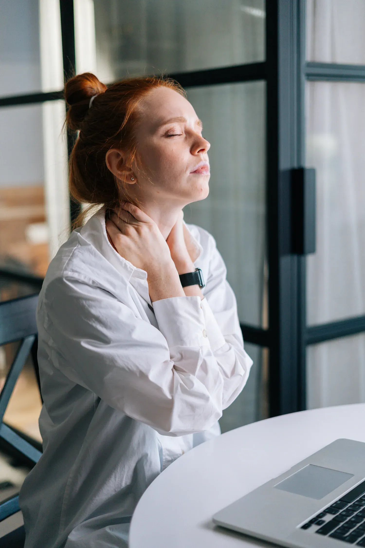 Close-up illustration of cervical spine anatomy at Bensa Chiropractic and Wellness Bradenton