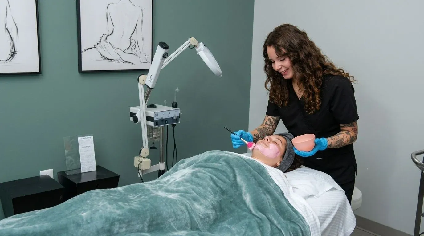 Refined woman receiving a medical-grade chemical peel at Pura Vida Med Spa in Fulton, MD