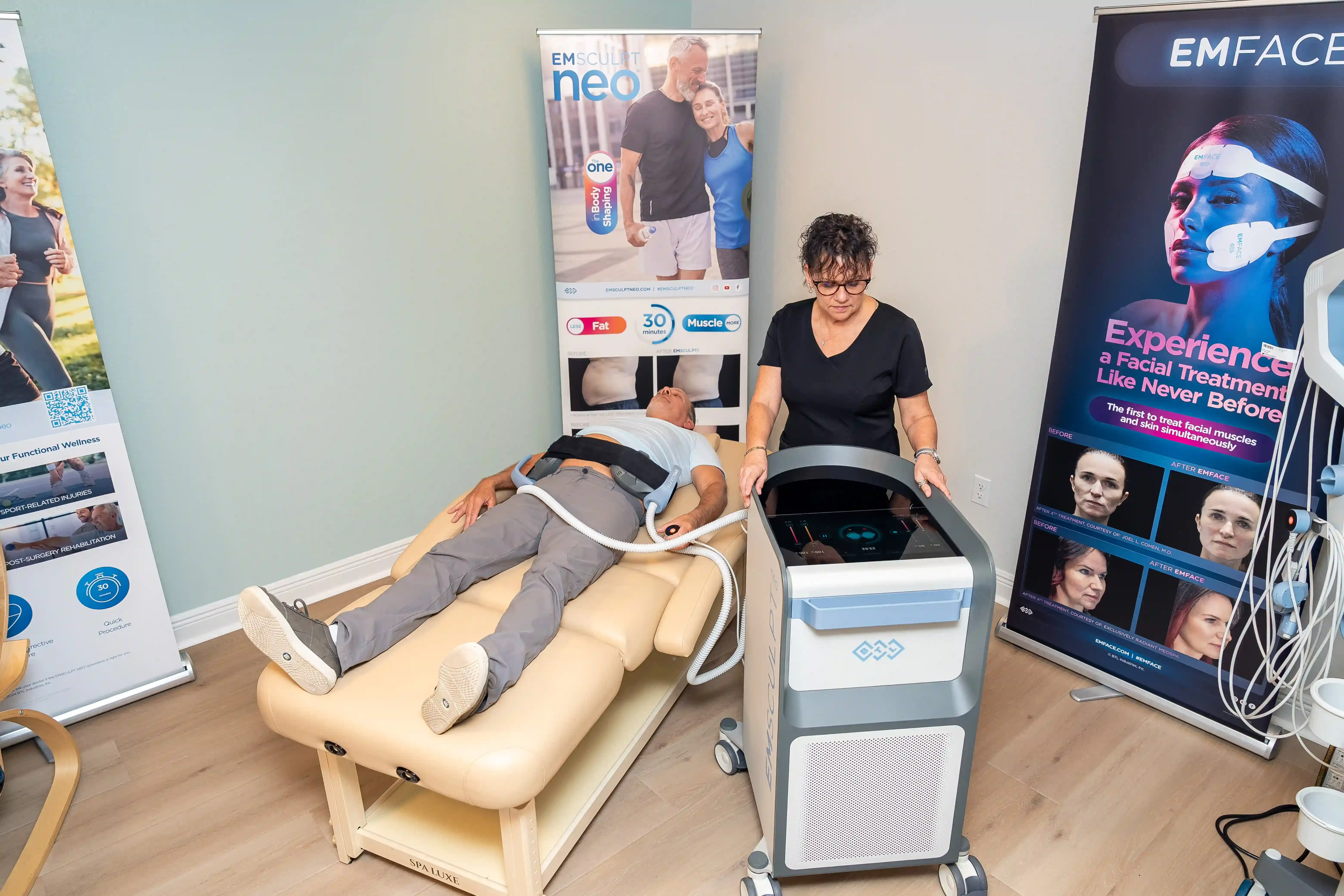 Patient consultation for Emsculpt Neo body contouring at Arise Integrative Wellness Port Charlotte