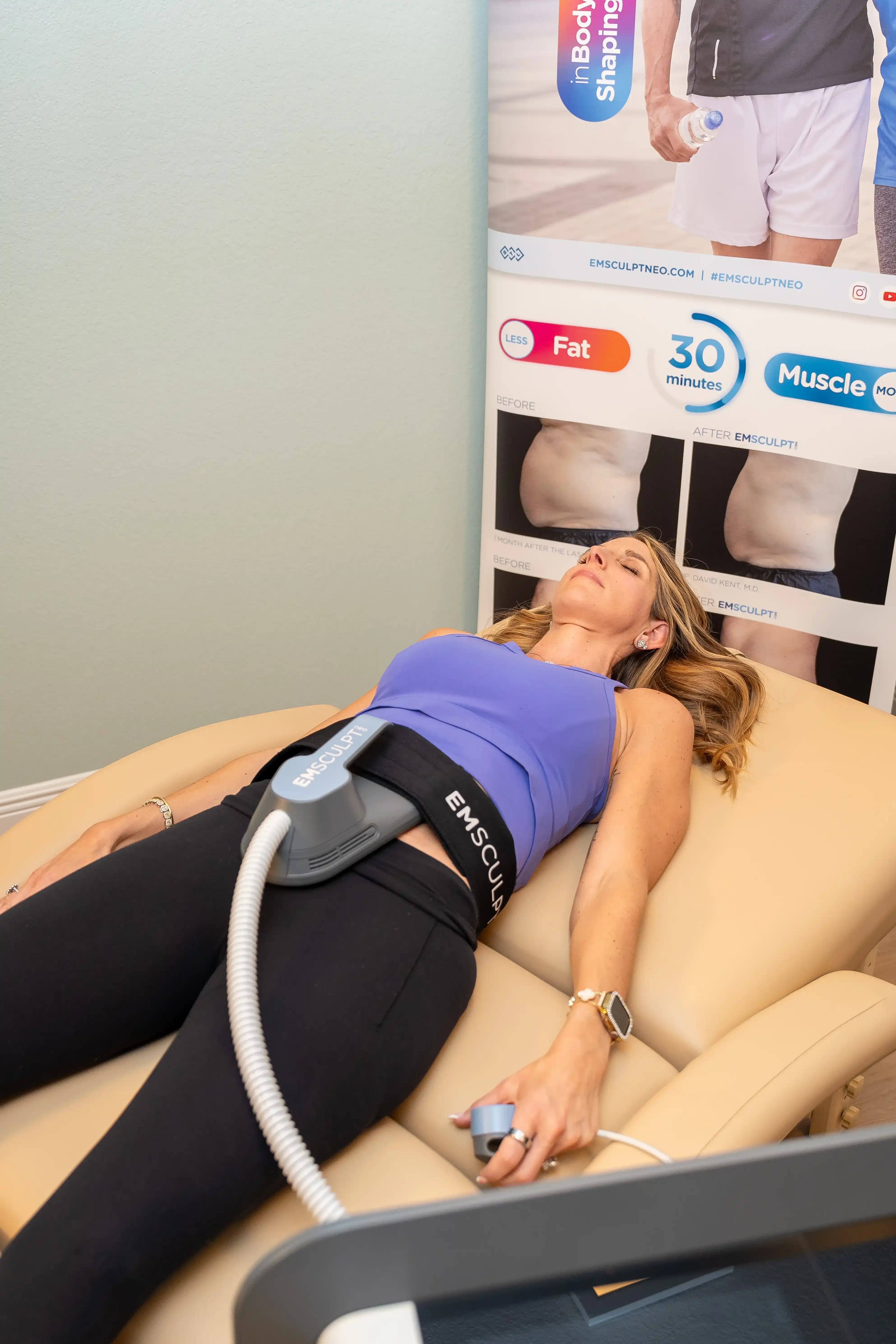 Portrait of a confident patient considering Emsculpt Neo Functional treatment