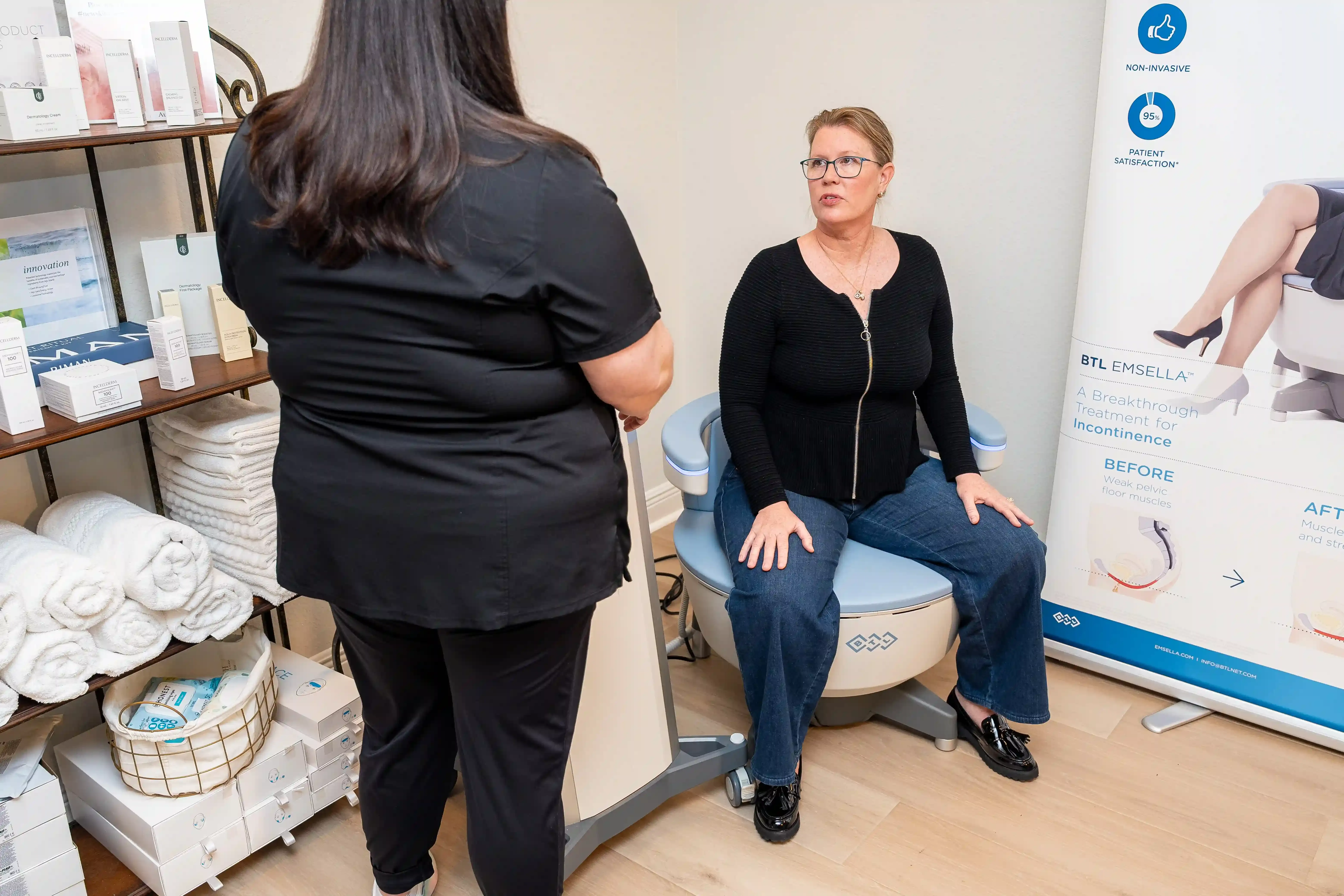 Safety and clinical information for Emsella pelvic floor therapy at Arise Integrative Wellness Port Charlotte