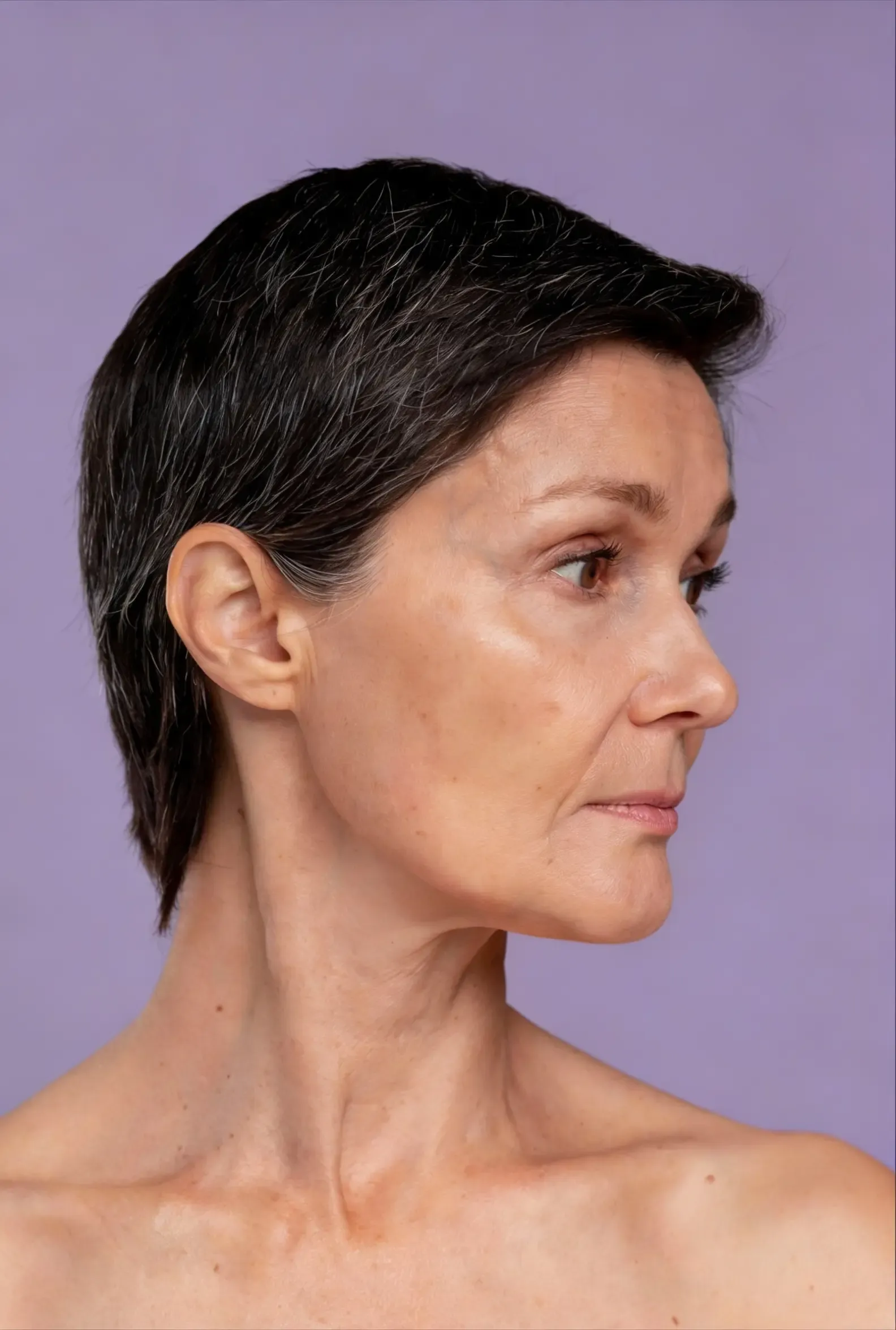 Close-up view of skin laxity along the jawline at Hartley Health and Wellness