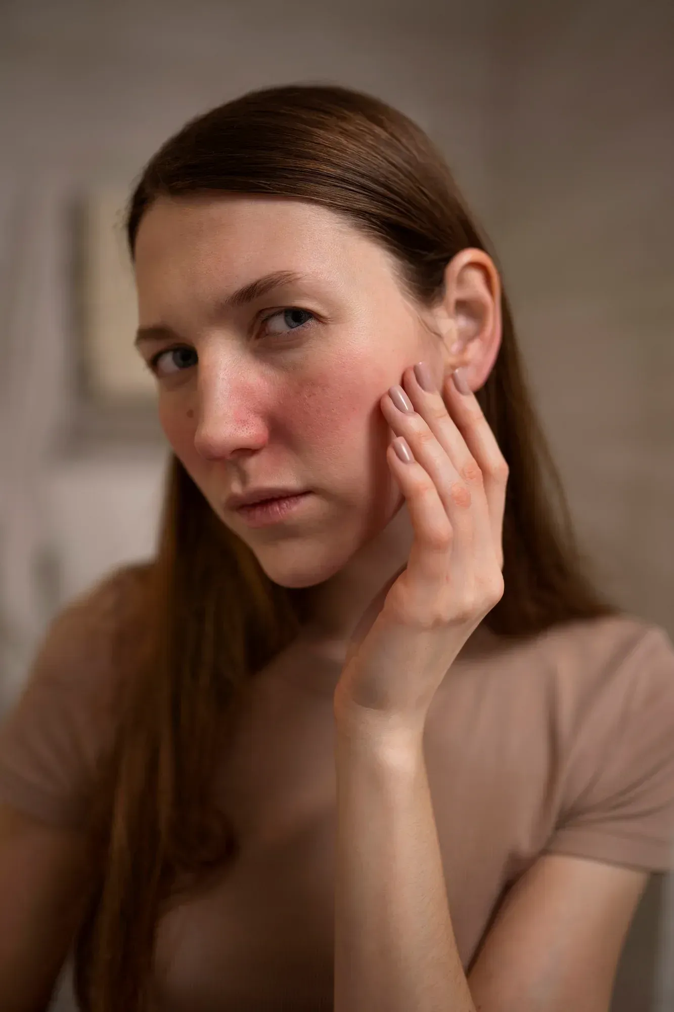 Close-up view of enlarged facial pores at Resurgent Health Fargo