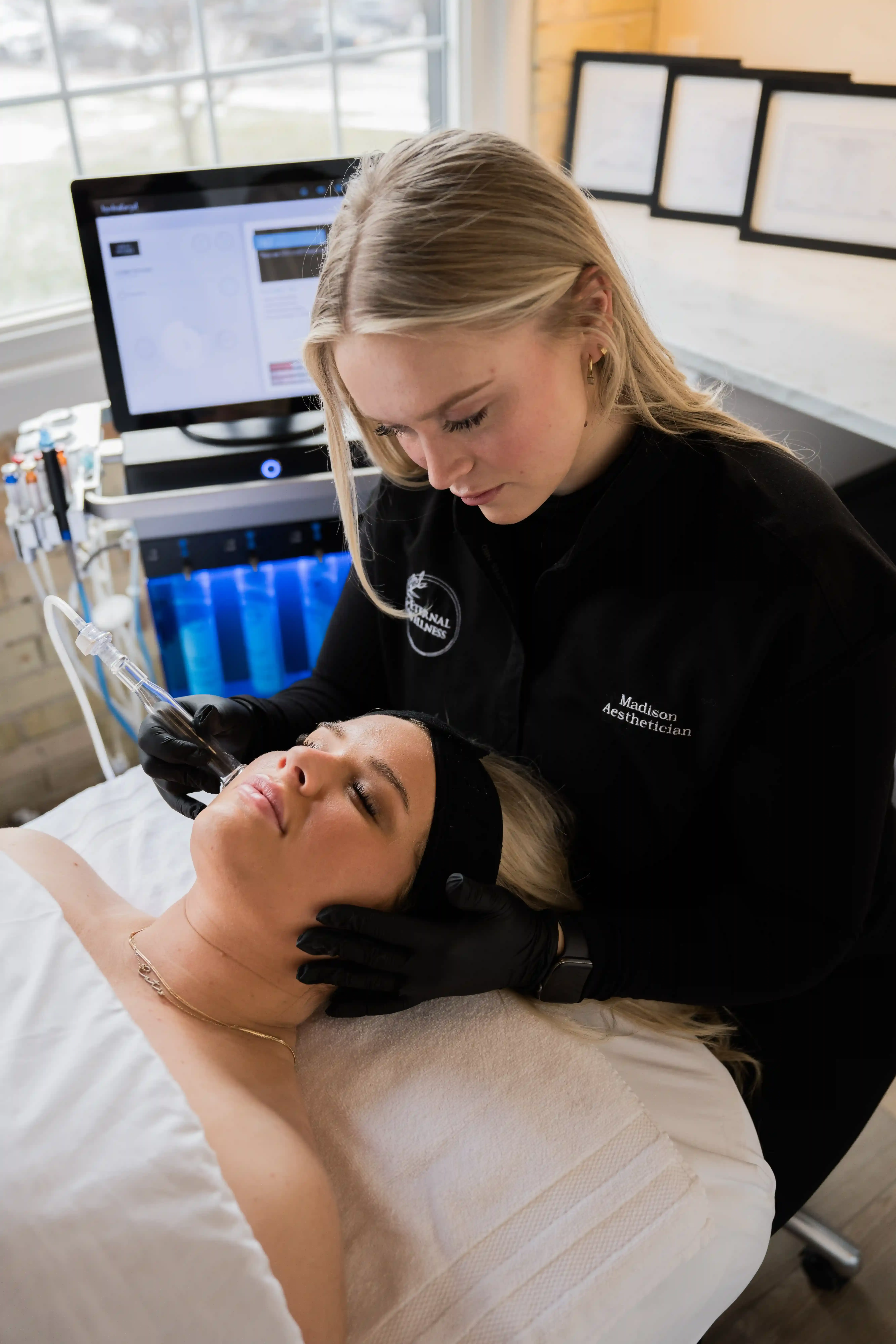 Lymphatic drainage technique demonstration at Eternal Wellness Medical Spa Traverse City
