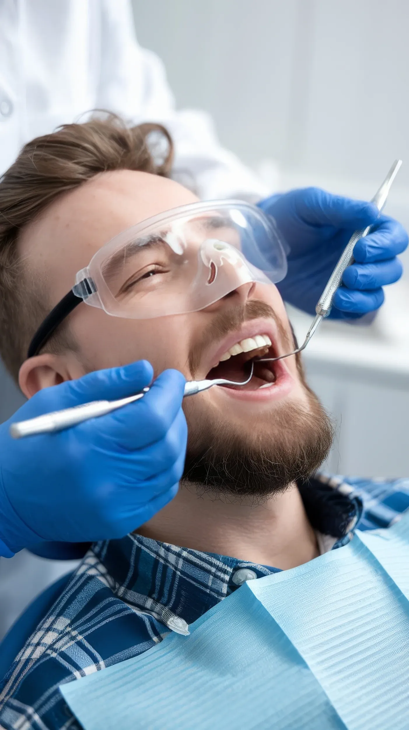 Dental implant components — titanium post, abutment, and porcelain crown diagram