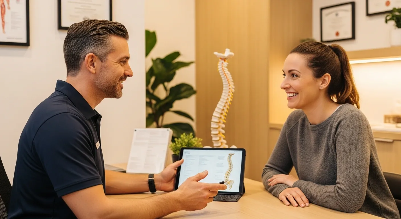 Patient consultation for spinal decompression at Precision Chiropractic Rockford MI