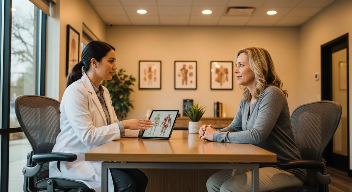Patient receiving functional wellness consultation at Precision Chiropractic in Rockford MI