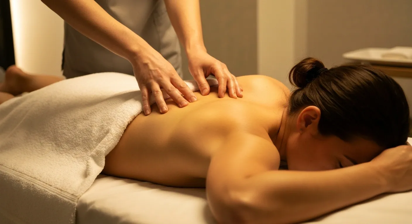 Patient receiving massage therapy at Precision Chiropractic in Rockford MI