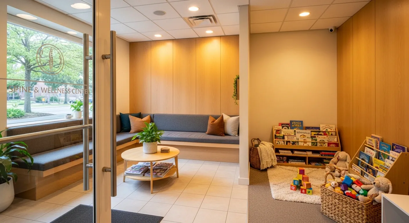 Parent and child arriving for pediatric chiropractic visit at Precision Chiropractic in Rockford MI