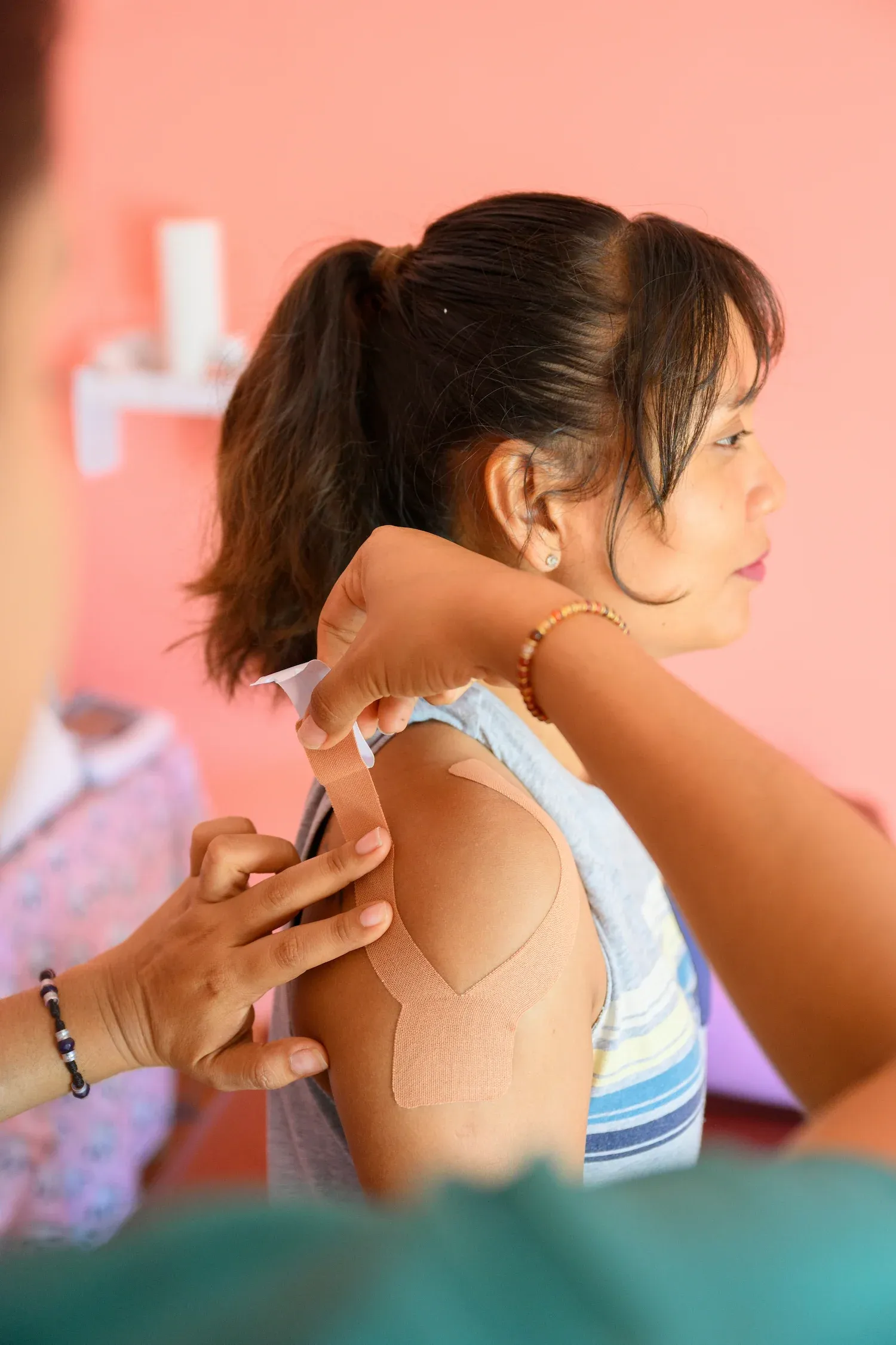 Prenatal chiropractic adjustment table with pregnancy support cushions at Bensa Chiropractic and Wellness Bradenton