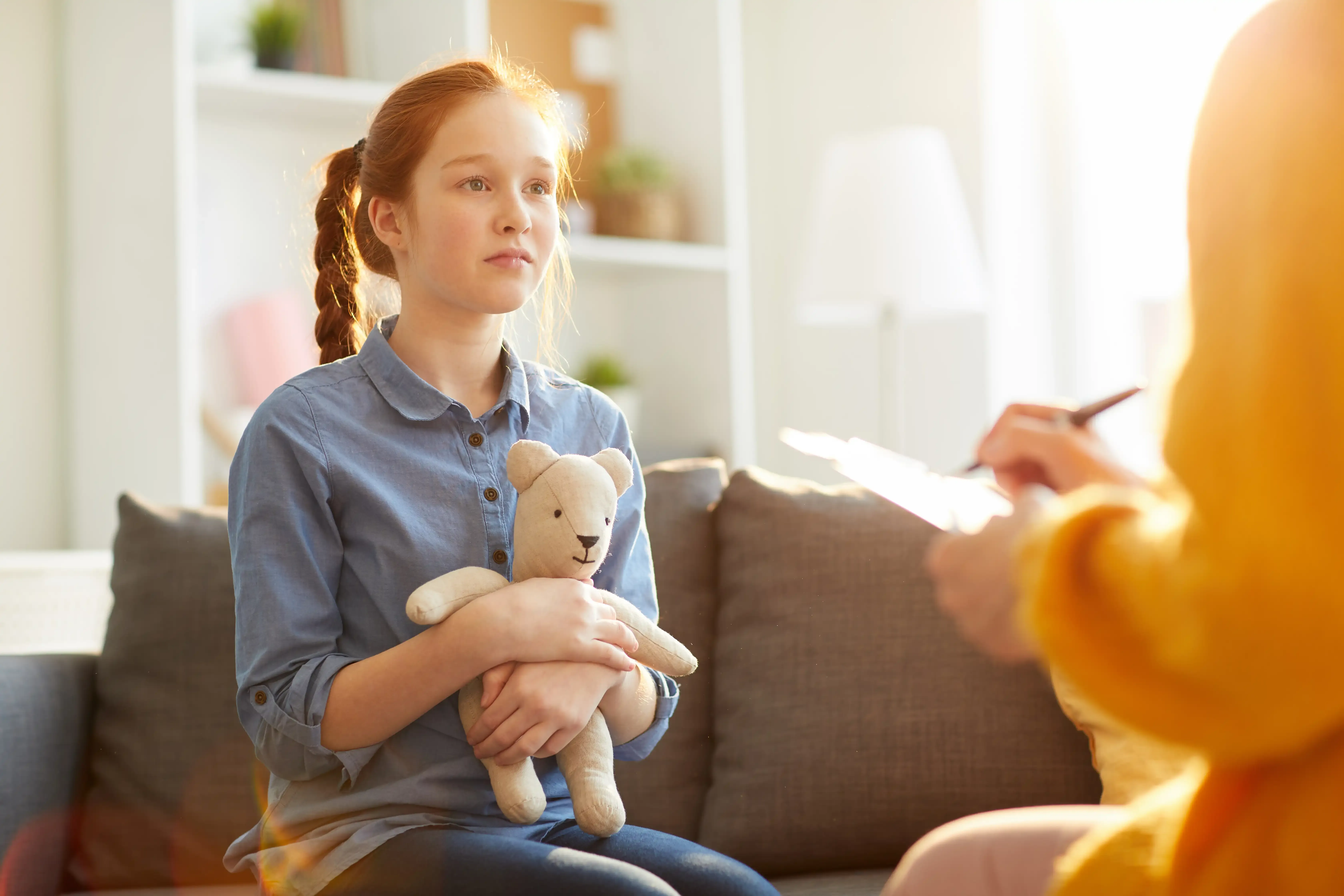 Soft abstract background in calming tones representing pediatric mental health support