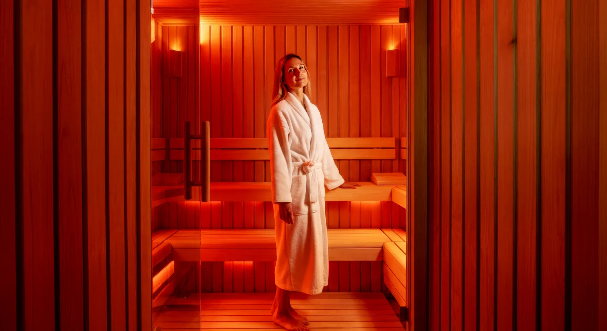 Abstract warm light background representing infrared sauna therapeutic benefits